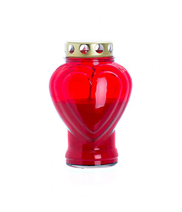 GRAVLJUS - OLJELJUS RÖTT GLASHJÄRTA H17CM 80 TIM