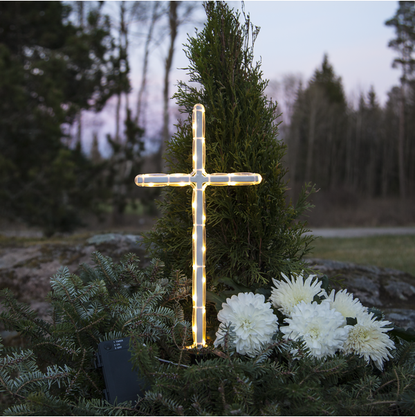 LED GRAVKORS - GRAVLJUS VIT 41CM GRAVECROSS