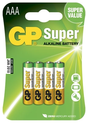 BATTERI - AAA GP SUPER LR3 ALKALISKT 4-PACK