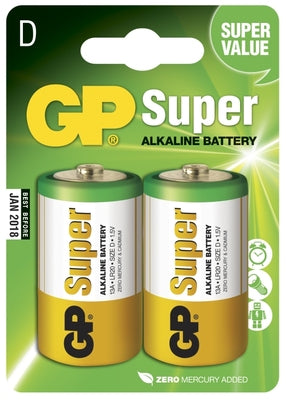 BATTERI - LR20, R20, D, 13A,13AU GP SUPER 2-PACK
